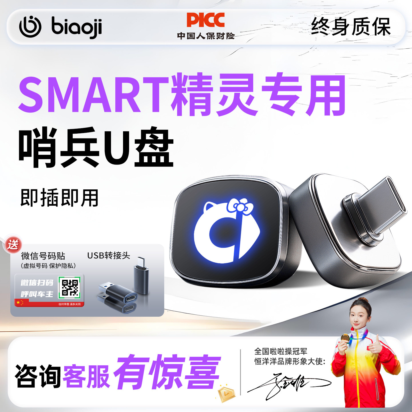 适用奔驰Smart精灵#1/#5哨兵模式专用U盘行车记录仪优盘一号五号