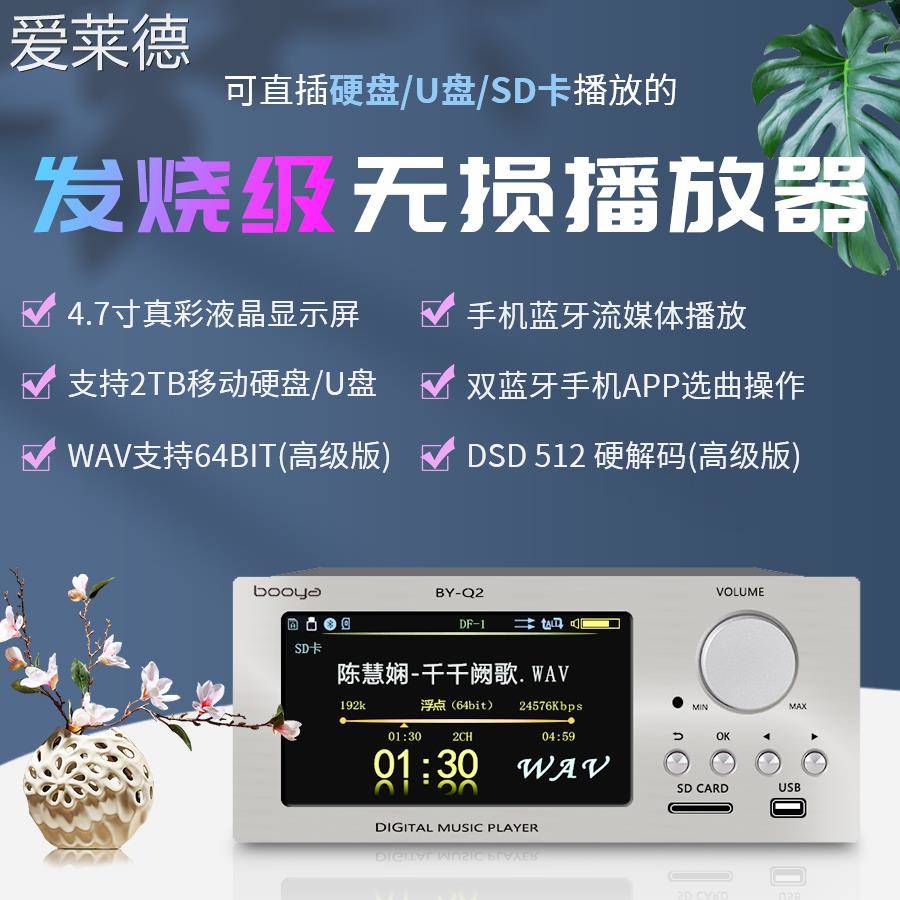 爱莱德Q2数字播放器DSD512母带转盘双AK4493硬解无损发烧音乐dac解码器  垫垫