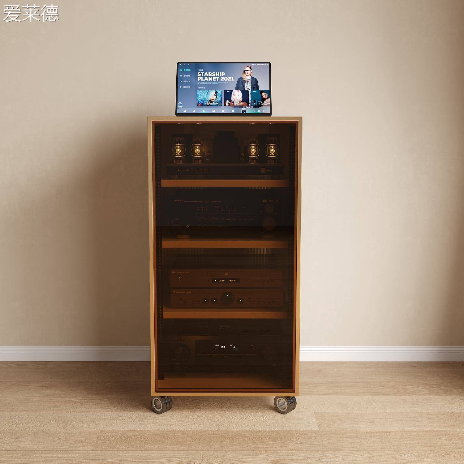 爱莱德音响放置架音响柜音响架点歌柜点歌台影音柜功放柜功放架带轮机柜