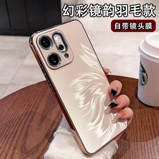 镭射羽纱适用opporeno14pro手机壳新款男女Reno13pro保护套轻奢时尚reno14外壳电镀边带镜头膜reno13防摔壳硬