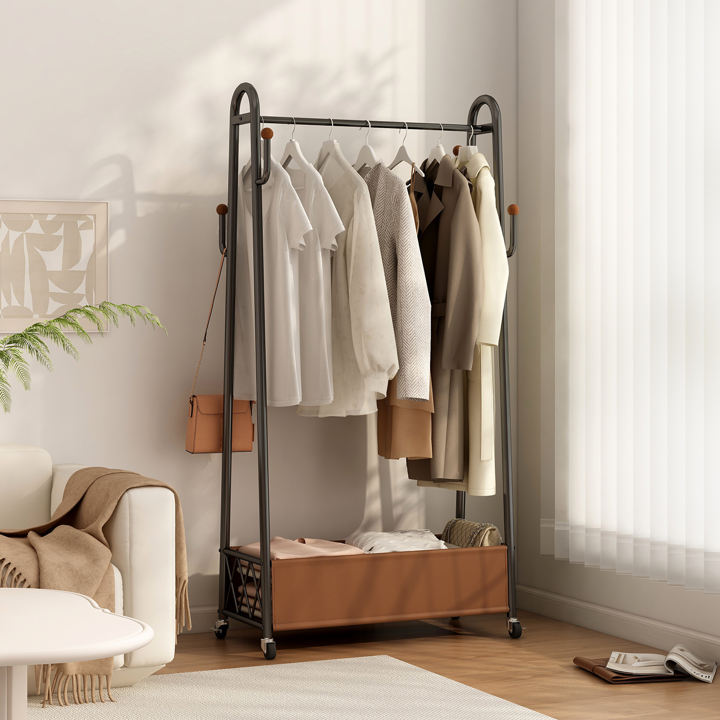 速立普家用落地简易可移动挂衣架