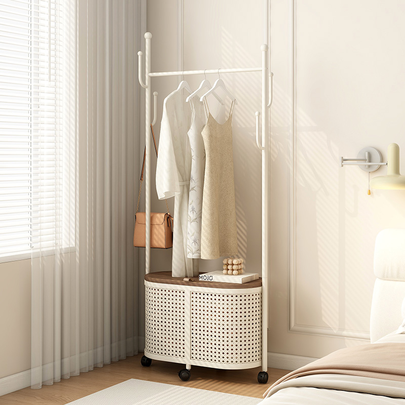 速立普可移动奶油风卧室衣帽架