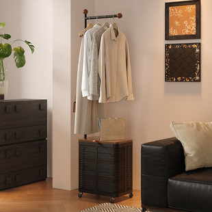 中古风卧室落地挂衣架高级感创意不占地衣帽架家用铁艺衣服收纳架