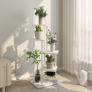 花架子多层客厅家用花盆托架奶油风落地铁艺阳台多肉植物摆放架子