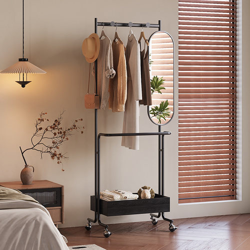 速立普中古风复古卧室落地挂衣架