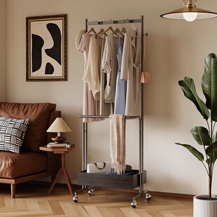 中古风衣帽架卧室复古高级感可移动挂衣架家用多功能铁艺次净衣架