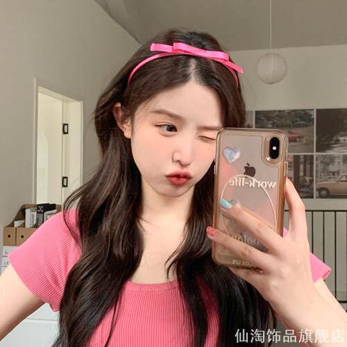 柔粉绸带蝴蝶结发箍女甜美公主