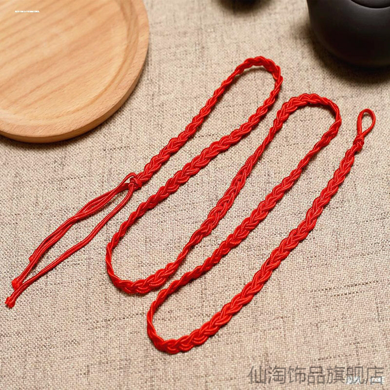 可调节手工编织素绳腰带红色腰链本命年复古有求必应贴身细腰2024
