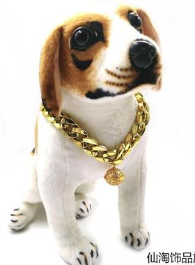 可拍照饰品仿金链子项链配饰巴哥泰迪犬恶霸猫咪狗狗铃铛项圈宠物