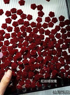 红丝绒玫瑰流麻谷美手机壳奶油胶19mm高级感手工DIY复古发夹配件