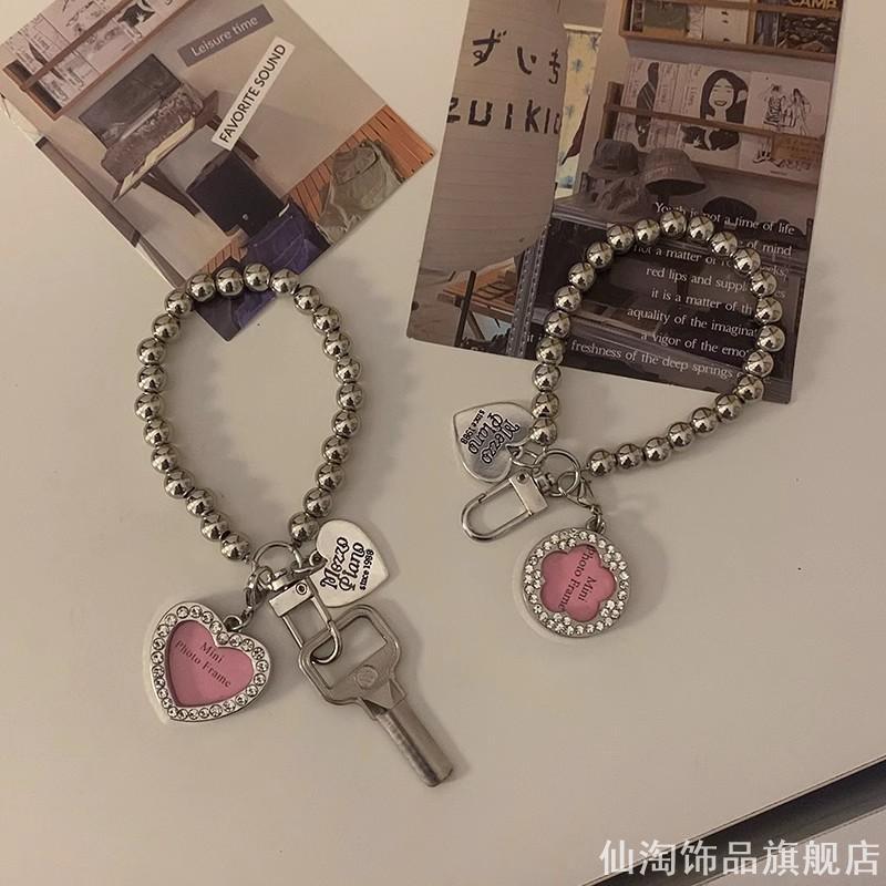 ins风甜酷透明卡套钥匙扣一体