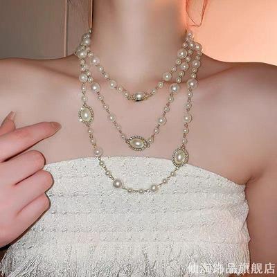 轻奢配饰长款毛衣链女小香风