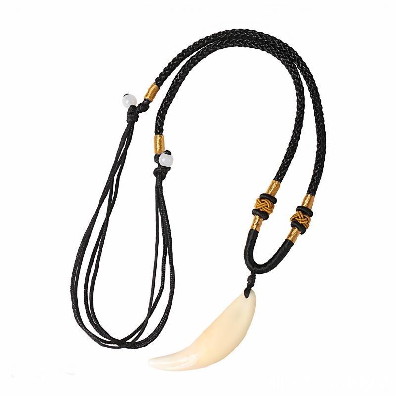 黑狗狼牙吊坠挂件霸气红绳项链潮