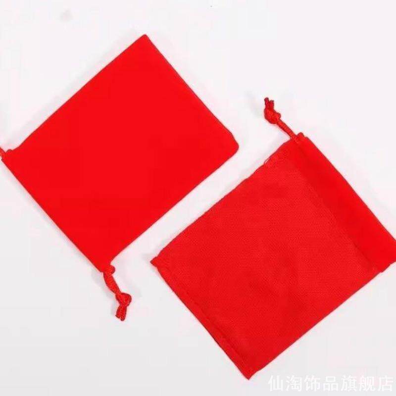 加厚迷你红色绒布袋耳钉珠宝饰品图片
