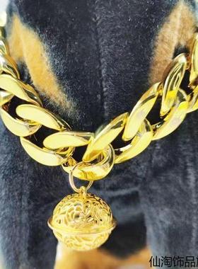 项链配饰狗狗铃铛项圈猫咪仿金链子巴哥泰迪犬恶霸宠物可拍照饰品
