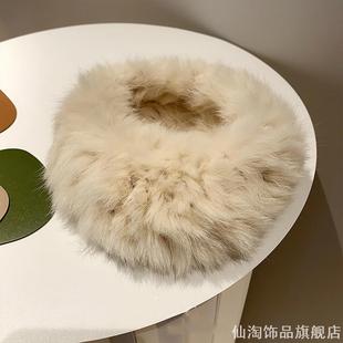 保暖防风发带防寒大头围宽边遮白发神器秋冬季毛毛头套护额头