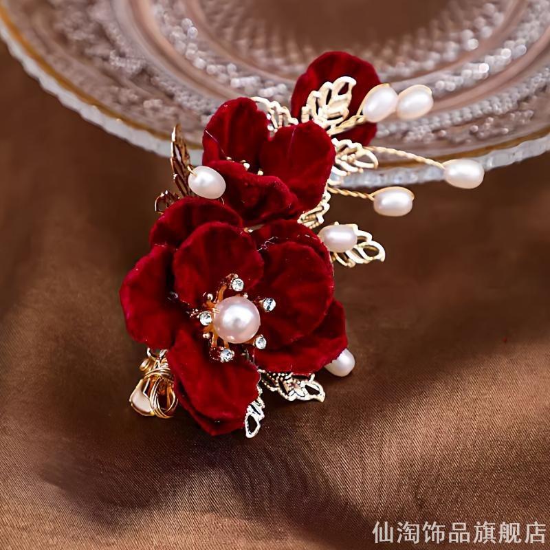 新娘敬酒头饰侧边夹妈妈旗袍发饰