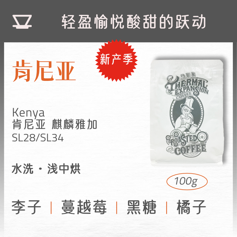 热膨胀|肯尼亚|水洗SL28/SL34新鲜浅中烘精品手冲咖啡豆挂耳100g