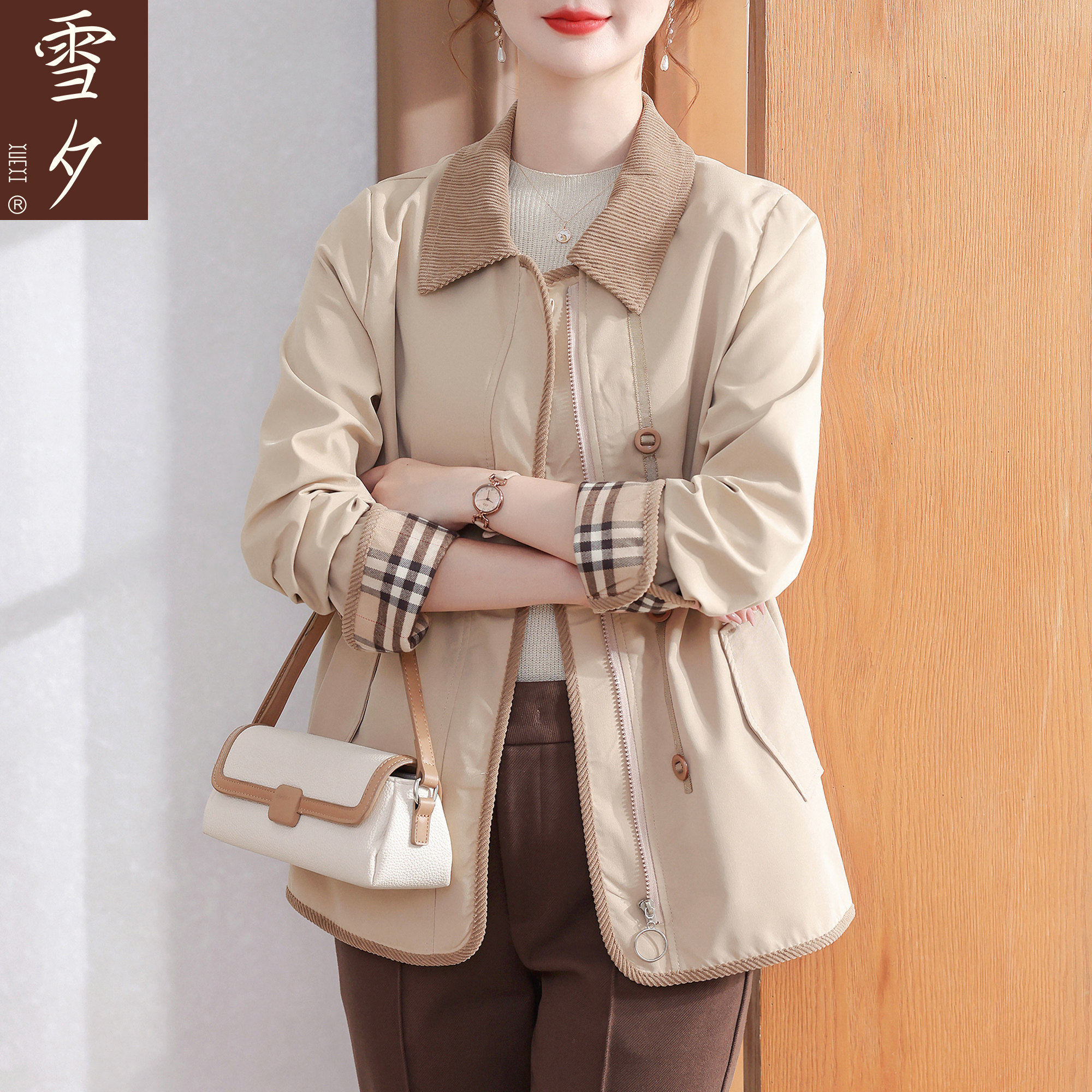 妈妈春装时尚休闲外套2026新款中老年女装洋派巨好看百搭薄款风衣