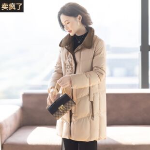 妈妈羽绒服中长款洋气时尚冬装大衣外套新款中老年人妇女士上衣服