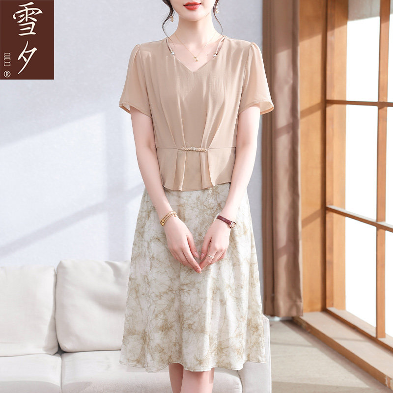 妈妈夏装连衣裙中年女洋