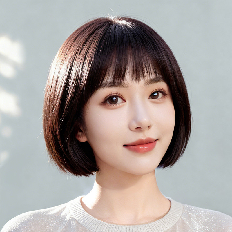 假发女短发全头套波波头bobo全真人发中老年女士假发妈妈款遮白发