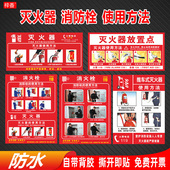 消防栓消火栓安全操作使用方法灭火器放置点标志提示说明防水贴纸指示牌工厂企业车间商场四个能力建设标识牌