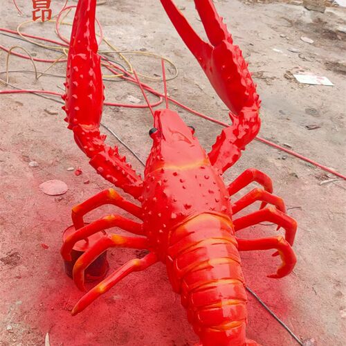 大虾玻璃钢雕塑大型发光大龙虾模型海鲜馆酒店小龙虾摆件门头挂件