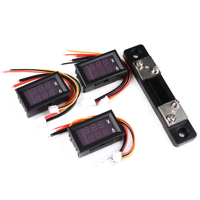 DC0-100V直流电压电流表头 1A 10A 50A 100A 双显示双色数字数显