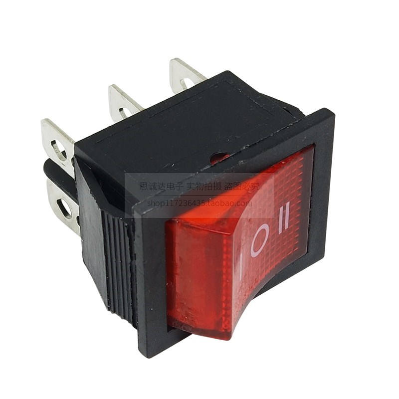 KCD4 3档6脚 三档六脚船型开关带灯翘板电源开关 25*31MM 16A250V