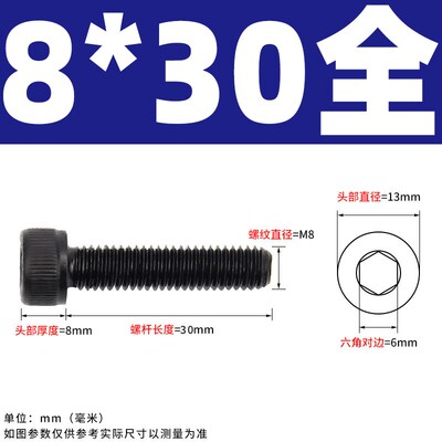 M8M10M12mm 12.9级内六角螺丝 *10/16/25/30/40/70/80*90/100-150
