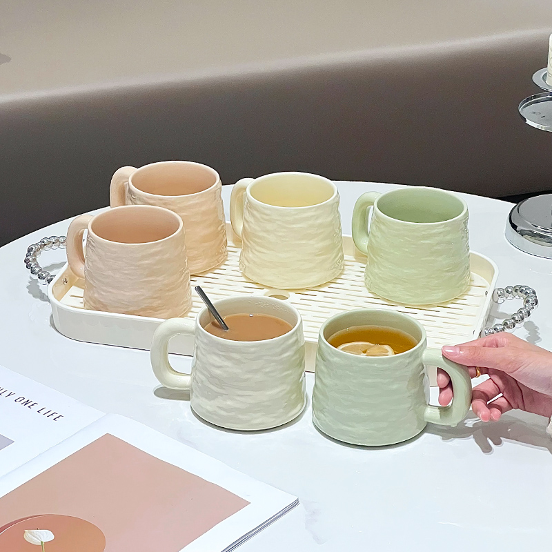 乔迁新居喝水杯子套装陶瓷马克杯高颜值家用客厅茶几茶杯杯具套装