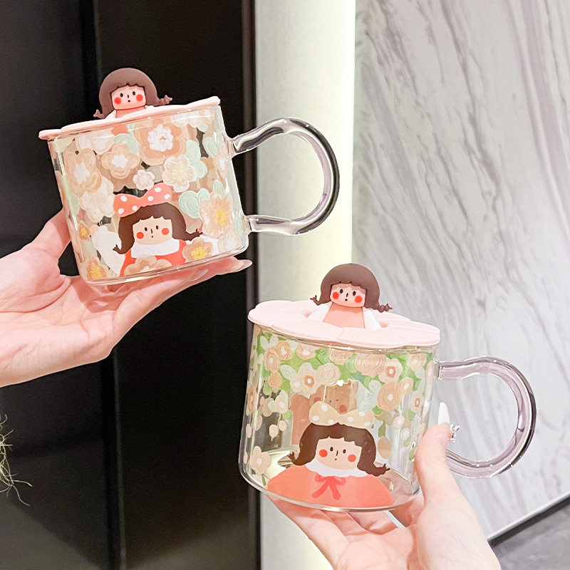 玻璃杯带盖子家用耐高温喝水杯办公室高颜值杯子女生日礼物2026新图片