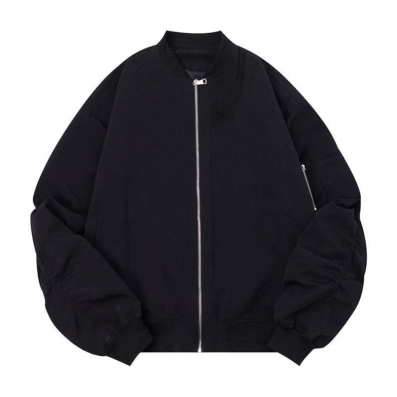 美式短款夹克夹棉服薄款加厚棒球服外套男女春秋冬季宽松大码情侣
