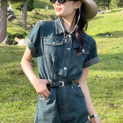 西部牛仔连衣裙裤女夏