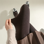 2025新款 美拉德咖色平纹打底袜女秋冬外穿连裤 袜加厚保暖显瘦大码