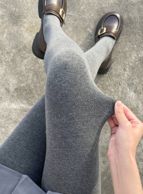 平板棉灰色连裤袜春秋款女不掉档大码加肥加大显瘦打底裤加绒加厚