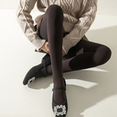 胖mm不掉档打底裤 美拉德色系连裤 袜女秋冬加绒加厚保暖打底袜大码