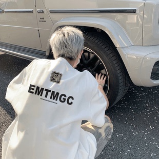 潮牌印花短袖 新款 夏季 圆领宽松潮流字母上衣T恤 320克重磅纯棉