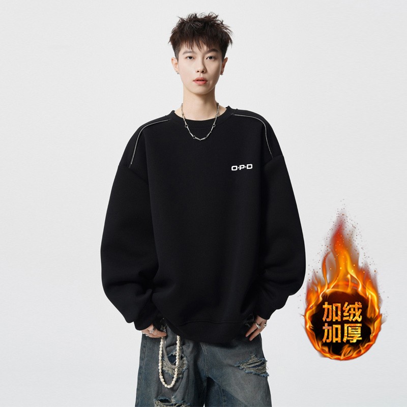 秋冬季加绒保暖卫衣男