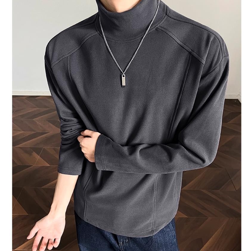 深灰色拼接结构高级感内搭长袖