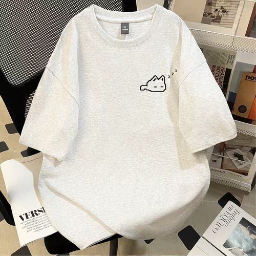 重磅纯棉瞌睡小猫T恤男生
