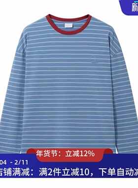 预.售T恤女2026年春季全棉蓝色长袖上衣2K1BA09