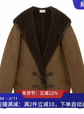 现货外套2025冬季新款美拉德连帽加绒外套女3J4G102
