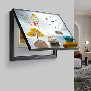 万年历电表箱装饰画 画带钟表免打孔配电箱遮挡画 画现代轻奢电子