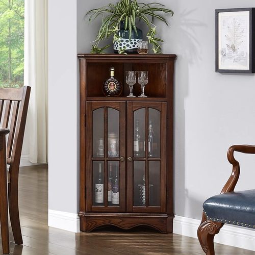 美式实木三角形墙角柜小酒柜