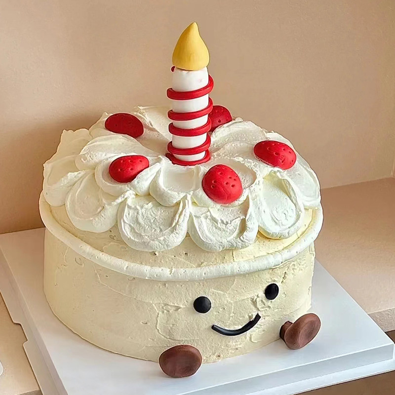 烘焙蛋糕装饰摆件韩式ins风可爱简约生日蜡烛小脚蛋糕插牌插件