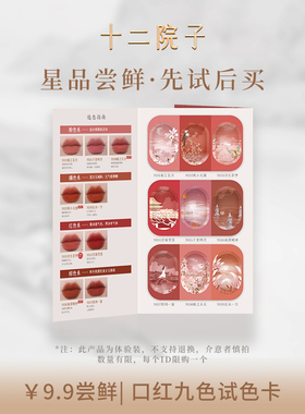 十二院子口红试色卡九色体验试用装轻启朱唇纱雾哑光国风口红小样
