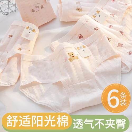 6条纯棉中小学生女童内裤