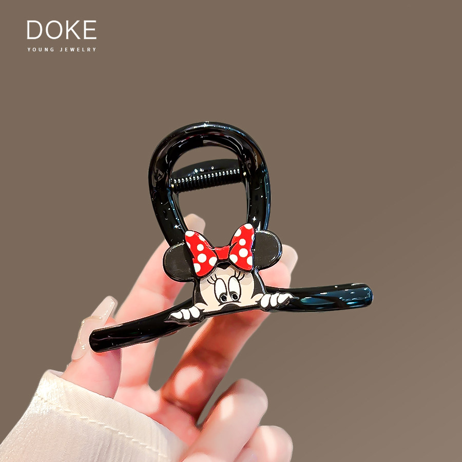 米妮可爱醋酸米老鼠发夹女中号抓夹后脑勺气质半扎发鲨鱼夹子发抓